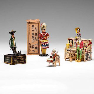 Tin Mechanical Music Related Toys by Louis Marx, Unique Art, and Strauss 
