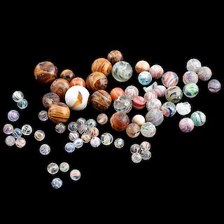 Brown Slags, Agates, and Swirl Marbles 