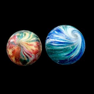 Onionskin Marbles, Lot of Two 