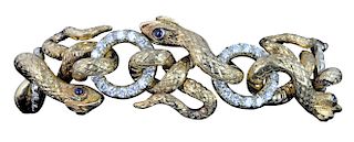 Ugo Bellini 18Kt YG & Diamond Snake Bracelet