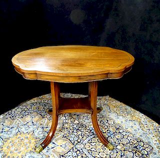 REGENCY STYLE BRASS INLAID TURTLE TOP TABLE