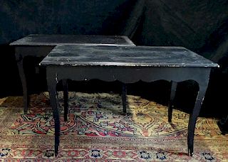 PR. BLACK LACQUERED SCALLOPED TABLES 