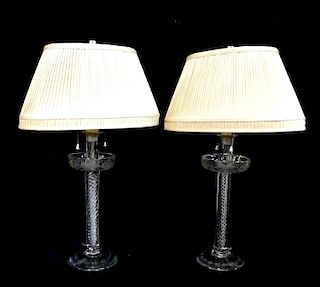PR. CRYSTAL & CHROME LAMPS WITH SHADES 