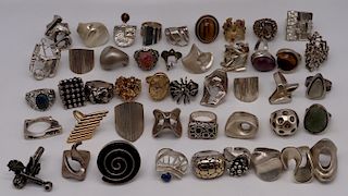 JEWELRY. Grouping of (46) Silver Rings.