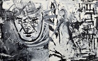 Troels Woersel Abstract Painting (Diptych)