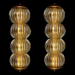 Pair of Large Murano Sconces, Manner of Barovier & Toso