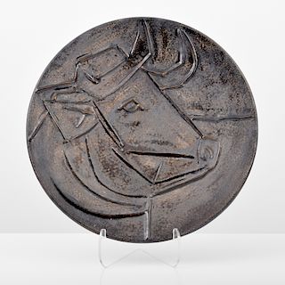 Pablo Picasso "Tete de Taureau" Plate, Unique Glaze (A.R. 329)