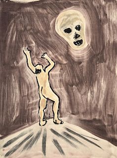Richard Bosman "Apparition (Skull)" Monotype, Signed