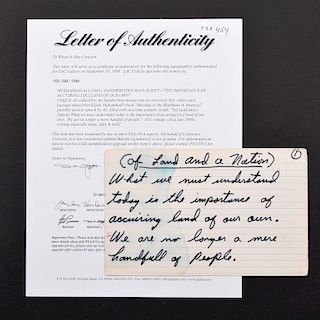 Vintage Muhammad Ali Handwritten Speech Card, LOA