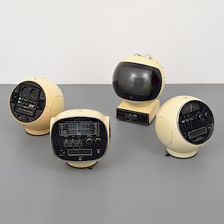 3 Space Age Radios/8 Track Players & 1 TV/Clock