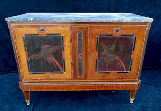 FRENCH MARBLE TOP TWO DOOR CABINET 