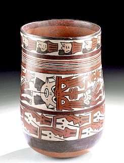Nazca Polychrome Vessel w/ Flying Shaman & Trophy Heads