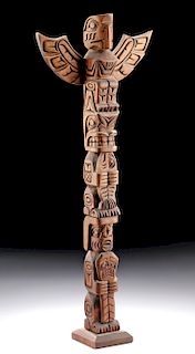 20th C. Kwakwaka'wakw Wood Totem Pole - Jimmy Joseph