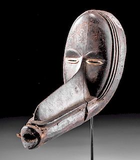 20th C. African Dan Wooden Mask w/ Long Mouth