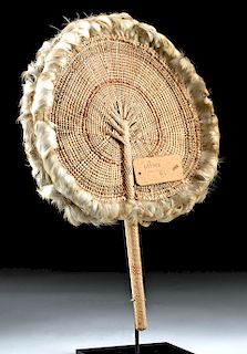 19th C. Micronesian Palm Leaf and Feather Fan