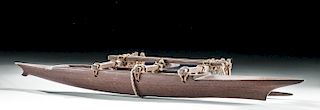 20th C. Caroline Islands Wooden Outrigger Canoe Model