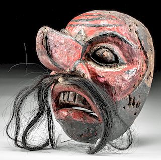 Early 20th C. Javanese Painted Wood Dance Mask - Buta