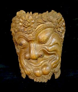 LARGE CARVED WOOD THIA MASK 