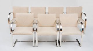 SEVEN BRNO CHAIRS, MIES VAN DER ROHE, 1980's
