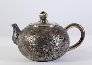 Sterling Hammered Silver Chinese Teapot 10 OZT