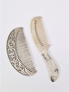 Pair of  Chinese Sterling Silver Combs 3.38 OZT