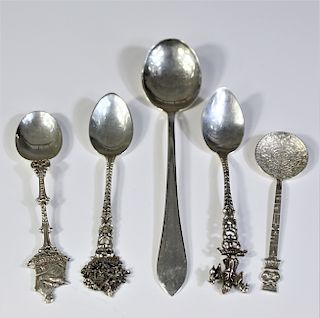 Five Sterling Silver Spoons
