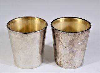 Pair of Sterling Silver & Glass Cups