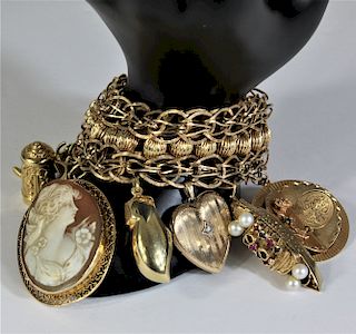 14k Yellow Gold Chain & Charm Bracelet 81.9 Grams