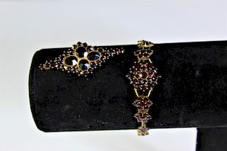 Antique Garnet Bracelet and Pin Brooch