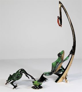 (3) Tim Frogman Bronze Sculptures, Circa 2000