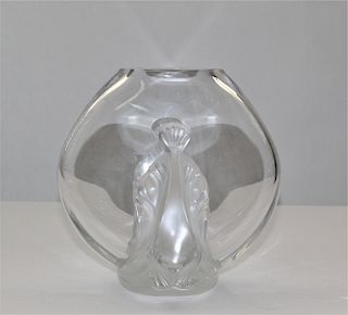 Lalique Glass Vase with Baboon Heads