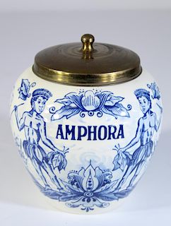 Hand painted Delft Blue Dutch Amphora Jar