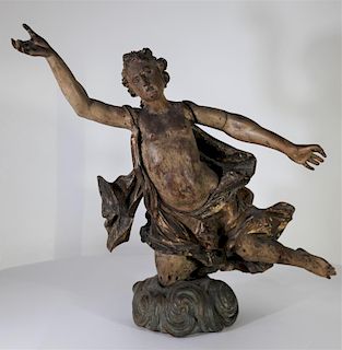 Large 17th C. Italian Carved Angel
