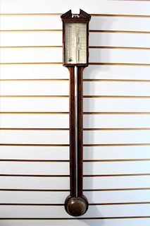 Antique Mahagony Stick Barometer by Ortelli & Co
