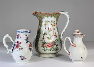 (3) Chinese Export and Rose Medallion Pitchers