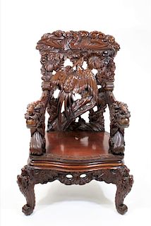 Antique Chinese Carved Wooden Armchair