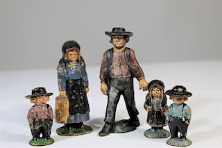 (5) Diminutive Amish Family Figures