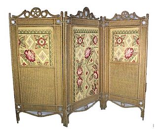 French Cloth and Wicker Screen