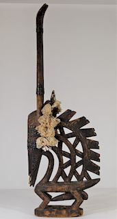 African Tribal Wood Carving w Horns