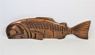 George Matilpi Northwest Coast Salmon Wood Carving