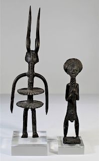 African Bronze Figures on Lucite