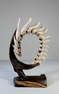 David Present Mastodon & Walrus Tusk Sculpture