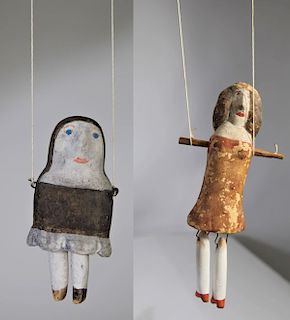2 Early Female Clay Puppets