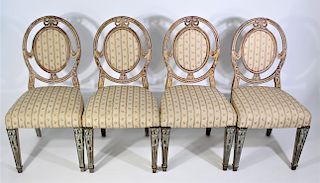 Set of (4) French Upholstered 19th C Chairs