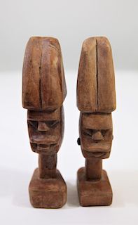 Pair of Carved  African Heads