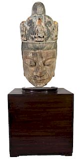 Large Antique Carved Buddha Head