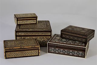 (5) Inlaid Indian Jewelry Boxes
