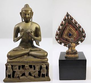 (2) Gilt Chinese/Tibetan Buddha Figures