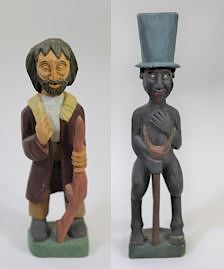 (2) Carved Wooden Hand Painted Figures