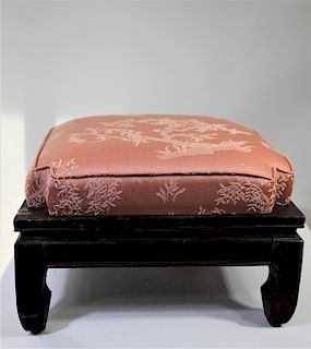 Upholstered Chinese Wood Footstool